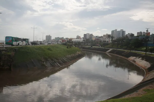 Salvador Bahia Brazilië November 2021 Uitzicht Bedding Van Camurugipe Naast — Stockfoto