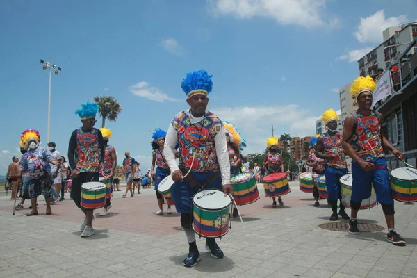 Salvador Bahia Brésil Novembre 2021 Percussionniste Bloc Commanches Faisant Une — Photo