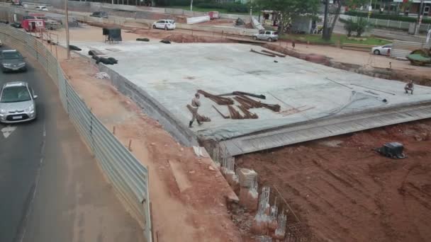 Salvador Bahia Brasil Novembro 2021 Trabalhador Construção Civil Prepara Hardware — Vídeo de Stock