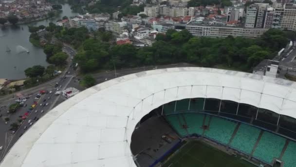 Сальвадор Баия Бразилия Декабря 2021 Года Вид Воздуха Футбольного Стадиона — стоковое видео
