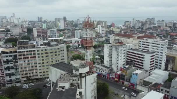 Salvador Bahia Brazil December 2021 Mobiltelefonantenn Ses Taket Till Byggnad — Stockvideo