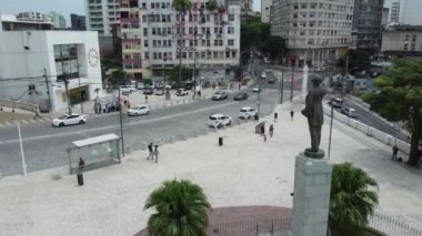 Salvador, Bahia, Brezilya - 2 Aralık 2021: Salvador 'daki Castro Alves Meydanı' nın havadan görünüşü. Burası hem şehir karnavalı hem de Hotel Fasano için bir sahne..