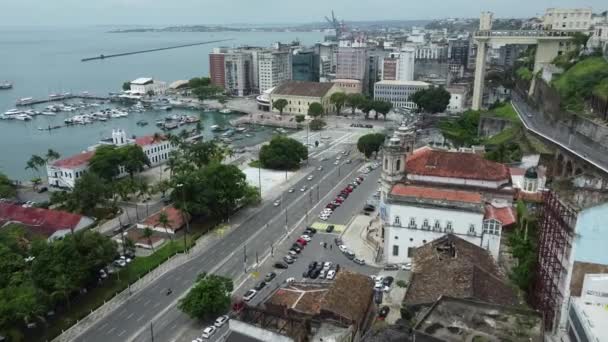 Salvador Bahia Brezilya Dezembro 2021 Yukarı Şehirle Salvador Aşağı Şehri — Stok video