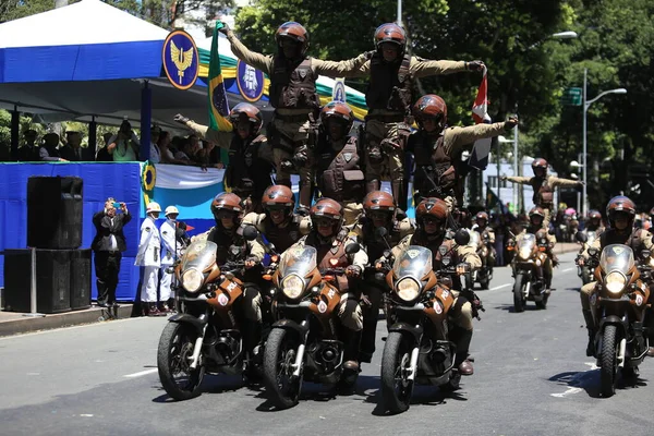 2016年9月7日 巴伊亚州 巴伊亚州 巴伊亚州宪兵在萨尔瓦多市庆祝巴西独立的游行中 — 图库照片