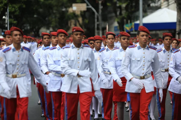 Salvador Bahia Braziliaans September 2016 Fanfare Leden Tijdens Civiel Militaire — Stockfoto