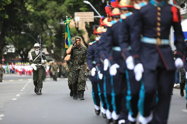 Salvador Bahia Brazílie Září 2016 Příslušníci Brazilské Armády Při Průvodu — Stock fotografie