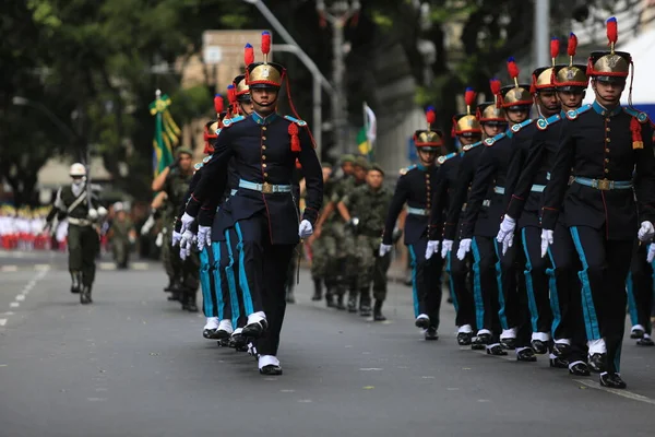 Salvador Bahia Brasil Setembro 2016 Integrantes Exército Brasileiro Durante Desfile — Fotografia de Stock