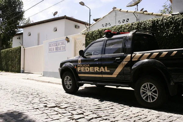 Porto Seguro Bahia Brazílie Srpna 2009 Federální Policejní Agent Při — Stock fotografie