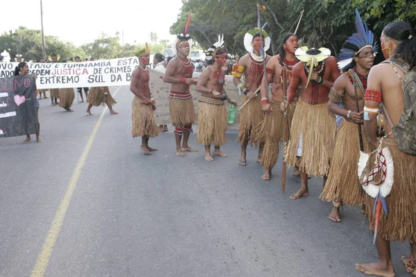 Porto Seguro Bahia Brazil Sierpień 2009 Rdzenna Ludność Etniczna Pataxo — Zdjęcie stockowe