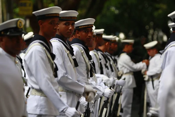 Salwador Bahia Brazylia Wrzesień 2014 Członkowie Wojskowi Brazylijskiej Marynarki Wojennej — Zdjęcie stockowe