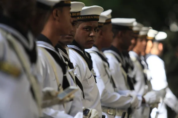 Salvador Bahia Brasil Septiembre 2014 Militares Marina Brasil Durante Desfile — Foto de Stock