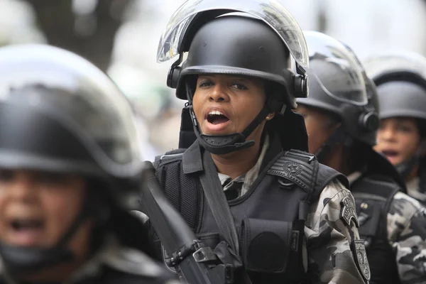 Salvador Bahia Brasil Septiembre 2014 Miembros Policía Militar Bahía Durante —  Fotos de Stock