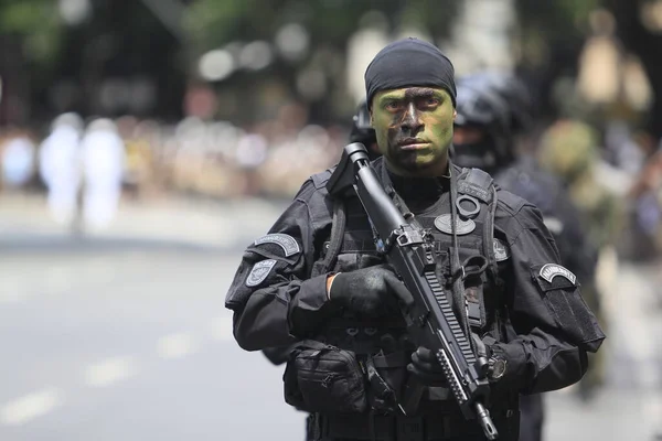 Salvador Bahia Brasil Setembro 2014 Membros Polícia Militar Bahia Durante — Fotografia de Stock