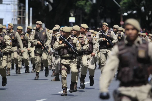 Salvador Bahia Brasil Septiembre 2014 Miembros Policía Militar Bahía Durante —  Fotos de Stock