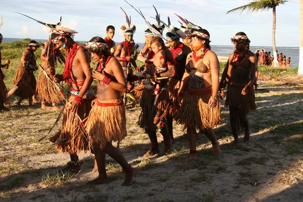 Santa Cruz Cabralia Bahia Brazil April 2008 Indigenous People Etina — Stock Photo, Image