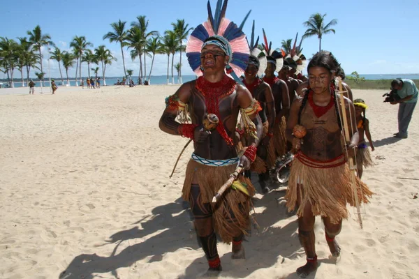 Santa Cruz Cabralia Bahia Brazilië April 2008 Inheemse Mensen Uit — Stockfoto