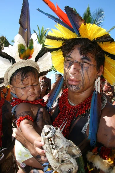 Santa Cruz Cabralia Bahia Brasil Abril 2008 Indígenas Etina Pataxo — Fotografia de Stock