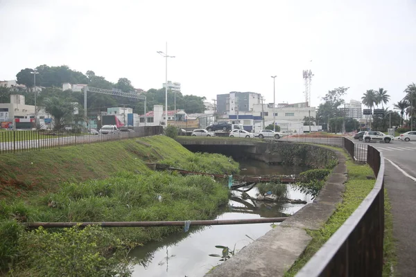 Salvador Bahia Brahbro 2021 Вид Канализационный Канал Регионе Lucaia Городе — стоковое фото