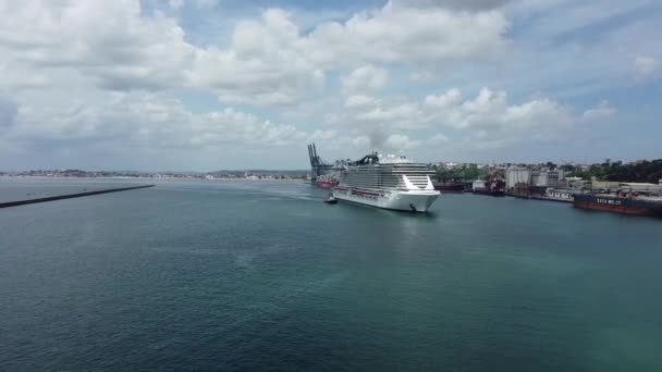Salvador Bahia Brasile Dicembre 2021 Nave Crociera Msc Seaside Avvicinamento — Video Stock