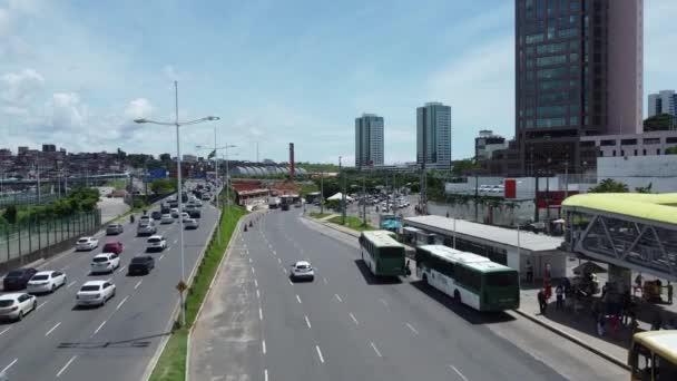 Salvador Bahia Braziliaans November 2021 Luchtfoto Van Het Verkeer Regio — Stockvideo