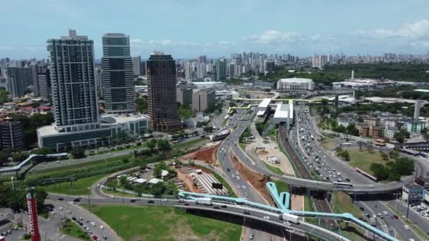 Salvador Bahia Brazil November 2021 Aerial View Traffic Movement Ligacao — 비디오