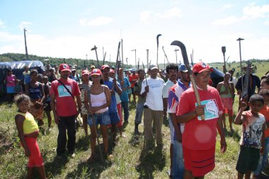guaratinga, bahia, brezil- 24 Şubat 2008: Movimento Sem Terra - MST- Guaratinga belediyesindeki bir çiftliğin işgali sırasında.