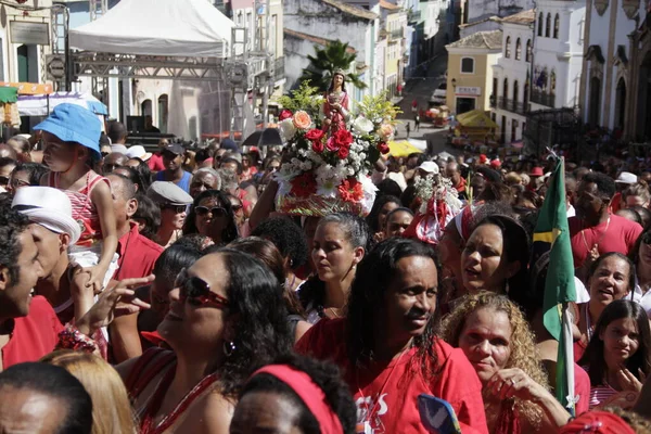 Salvador Bahia Brasil Dezembro 2015 Devotos Santa Bárbara Durante Missa — Fotografia de Stock