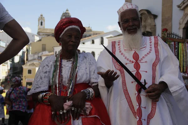 Salvador Bahia Brasil Dezembro 2015 Devotos Santa Bárbara Durante Missa — Fotografia de Stock