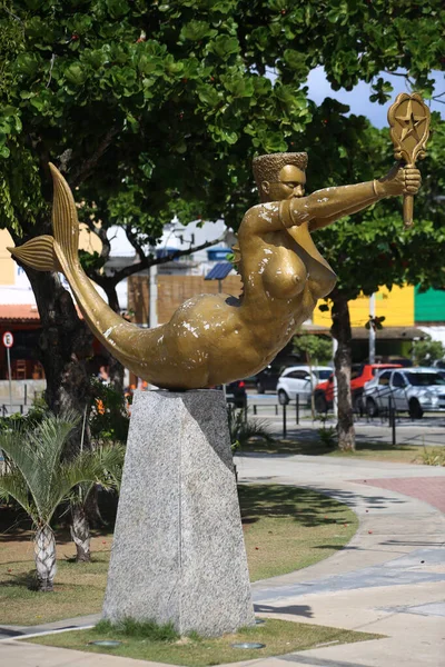 Salvador Bahia Brasil Janeiro 2018 Escultura Sereia Simbolizando Orixa Iemanja — Fotografia de Stock