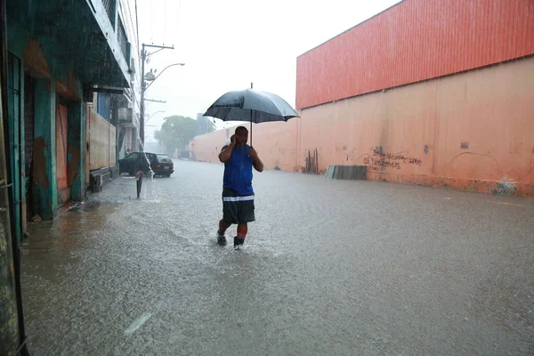 Salvador Bahia Brazil May 2015 Street Flooded Rainwater Salvador City — Stock Photo, Image