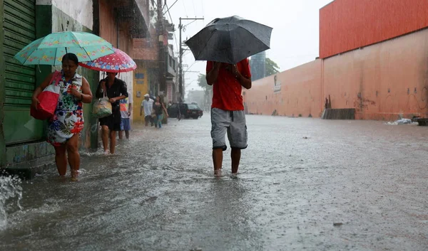 Salvador Bahia Brasil Maio 2015 Rua Inundada Água Chuva Cidade — Fotografia de Stock