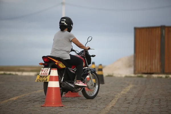 Salvador Bahia Brésil Octobre 2017 Personne Formation Avec Une Moto — Photo