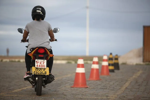 Salvador Bahia Brasil Outubro 2017 Pessoa Treinamento Com Motocicleta Para — Fotografia de Stock