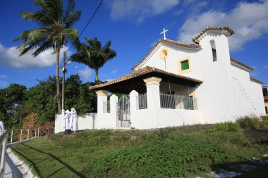 Salvador, Bahia, Brezilya - 12 Aralık 2016: Salvador 'un Escada semtindeki Nossa Senhora da Escada Kilisesi manzaralı.