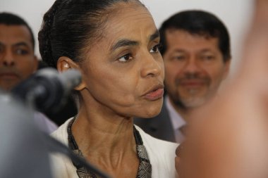 Salvador, Bahia, Brezilya - 29 Nisan 2014: Marina Silva, Brezilya 'nın cumhurbaşkanı adayı, Salvador kentinde düzenlenen siyasi mitingde görüldü.