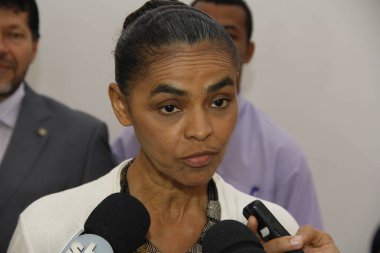 Salvador, Bahia, Brezilya - 29 Nisan 2014: Marina Silva, Brezilya 'nın cumhurbaşkanı adayı, Salvador kentinde düzenlenen siyasi mitingde görüldü.