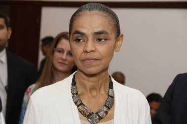 Salvador, Bahia, Brezilya - 29 Nisan 2014: Marina Silva, Brezilya 'nın cumhurbaşkanı adayı, Salvador kentinde düzenlenen siyasi mitingde görüldü.