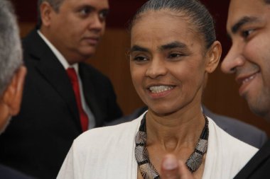 Salvador, Bahia, Brezilya - 29 Nisan 2014: Marina Silva, Brezilya 'nın cumhurbaşkanı adayı, Salvador kentinde düzenlenen siyasi mitingde görüldü.