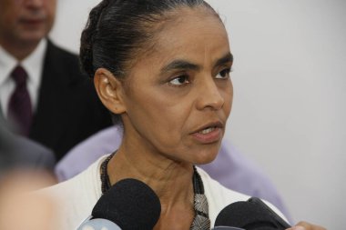 Salvador, Bahia, Brezilya - 29 Nisan 2014: Marina Silva, Brezilya 'nın cumhurbaşkanı adayı, Salvador kentinde düzenlenen siyasi mitingde görüldü.