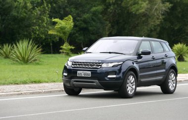 Salvador, Bahia, Brezilya - 7 Temmuz 2014: Range Rover Evoque 2014 aracı Salvador 'da görüldü.