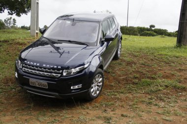 Salvador, Bahia, Brezilya - 7 Temmuz 2014: Range Rover Evoque 2014 aracı Salvador 'da görüldü.