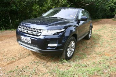 Salvador, Bahia, Brezilya - 7 Temmuz 2014: Range Rover Evoque 2014 aracı Salvador 'da görüldü.