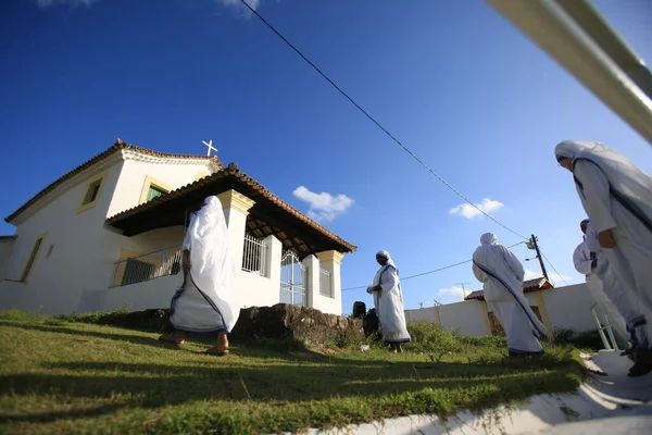 Salvador, Bahia, Brezilya - 12 Aralık 2016: Salvador 'un Escada semtindeki Nossa Senhora da Escada kilisesinden Karidades misyonerleri görüldü.