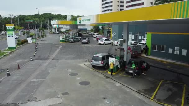 Salvador Bahia Brasil Diciembre 2021 Vista Una Gasolinera Petrobras Distribuidora — Vídeo de stock