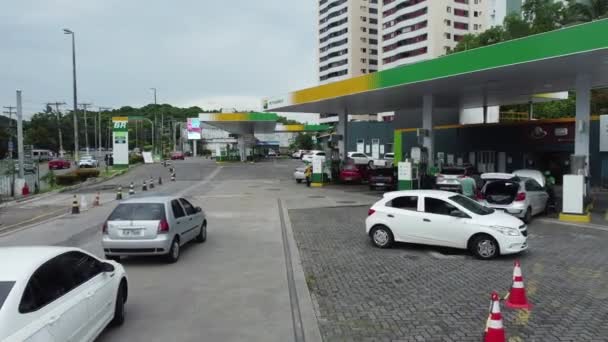 Salvador Bahia Brazília December 2021 Kilátás Egy Petrobras Distribuidora Benzinkútra — Stock videók