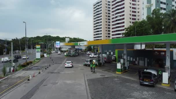 Salvador Bahia Brasil Diciembre 2021 Vista Una Gasolinera Petrobras Distribuidora — Vídeo de stock