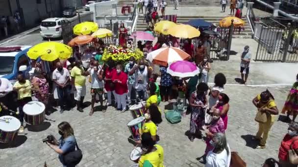 Salvador Bahia Brazil Δεκέμβριος 2021 Πιστοί Γιορτάζουν Την Ημέρα Της — Αρχείο Βίντεο
