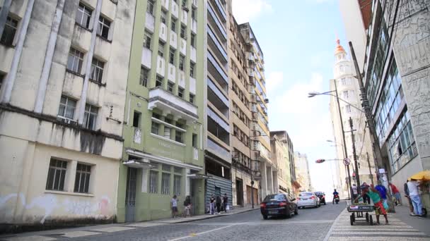 Salvador Bahia Braziliaans November 2021 Uitzicht Oude Gebouwen Chileense Straatregio — Stockvideo