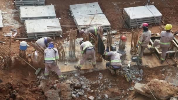 Salvador Bahia Brazil November 2021 Workers Working Highway Construction Site — Stock Video