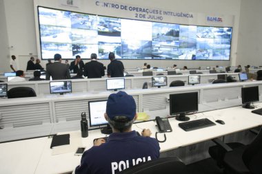 Salvador, Bahia, Brezilya - 18 Temmuz 2016: Bahia Kamu Güvenliği Sekreterliği Operasyon ve İstihbarat Merkezi, Salvador 'daki Bahia İdari Merkezi' nde yer almaktadır..